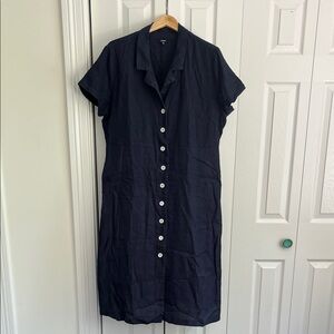 Quince Linen Navy Button-Up Dress size XL
